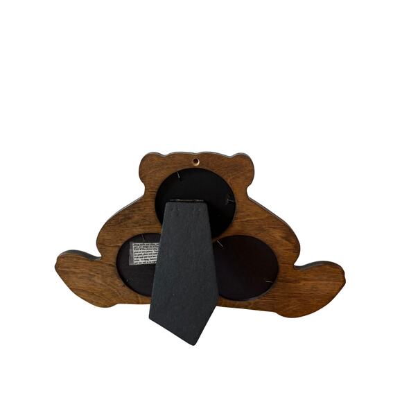 Vintage Wooden Bear Photo Frame | 3 Round Openings | 14"x8" | Wall or Tabletop - Picture 5 of 7